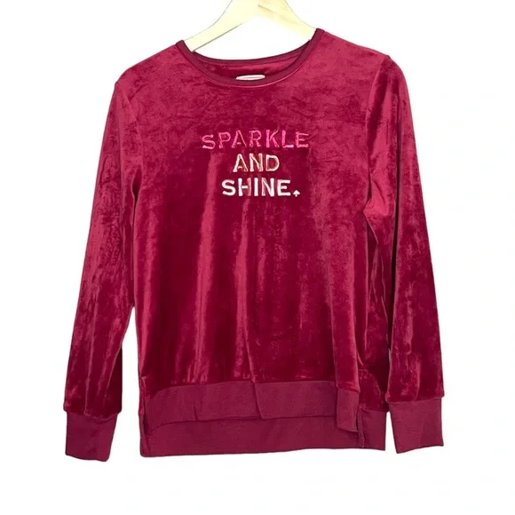 Kate Spade “Sparkle and Shine” Velour Burgundy Pajama Set